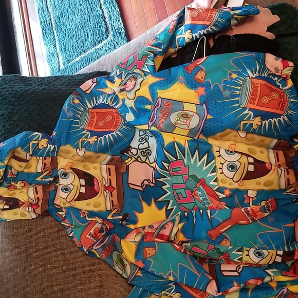 Members Only X Nickelodeon Spongebob Square Pants Windbreaker Jacket NWT Blue - Picture 10 of 12
